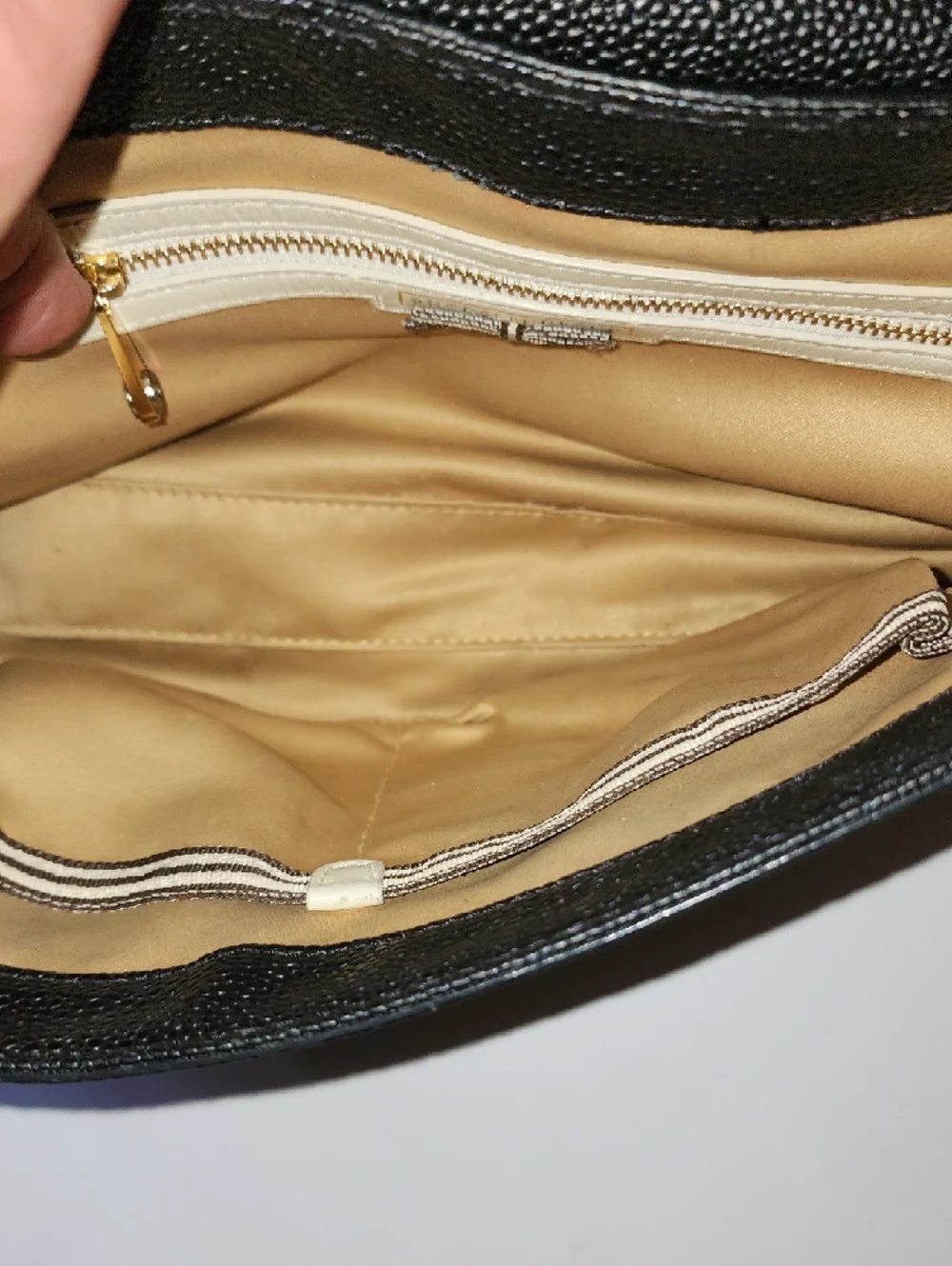 henri bendel Black Pebbled Leather Shoulder Bag with Gold Chain Strap. - Picture 8 of 13